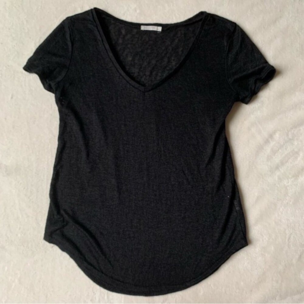 Antistar Lightweight Knit Black Basic Short Sleevev-Neck T-Shirt